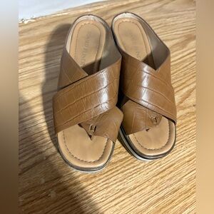 Donald J. Pliner Brown Croc-Embossed Sandals